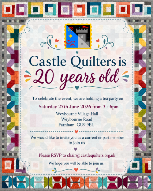 Invitation for Castle Quilters 20th